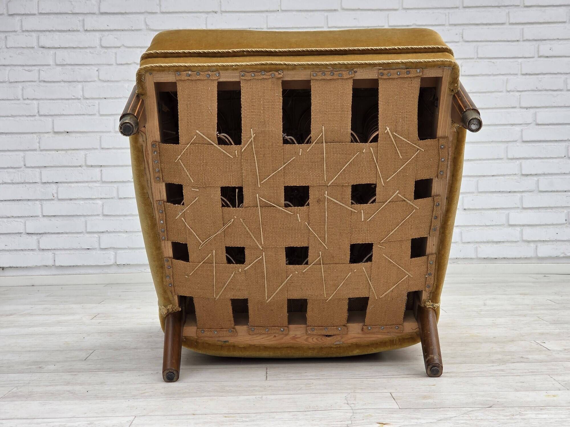 1960s, Danish armchair, furniture velour, beech wood, original.