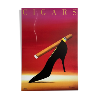 Affiche Original Razzia cigars signé par l'artiste Grand Format - On linen