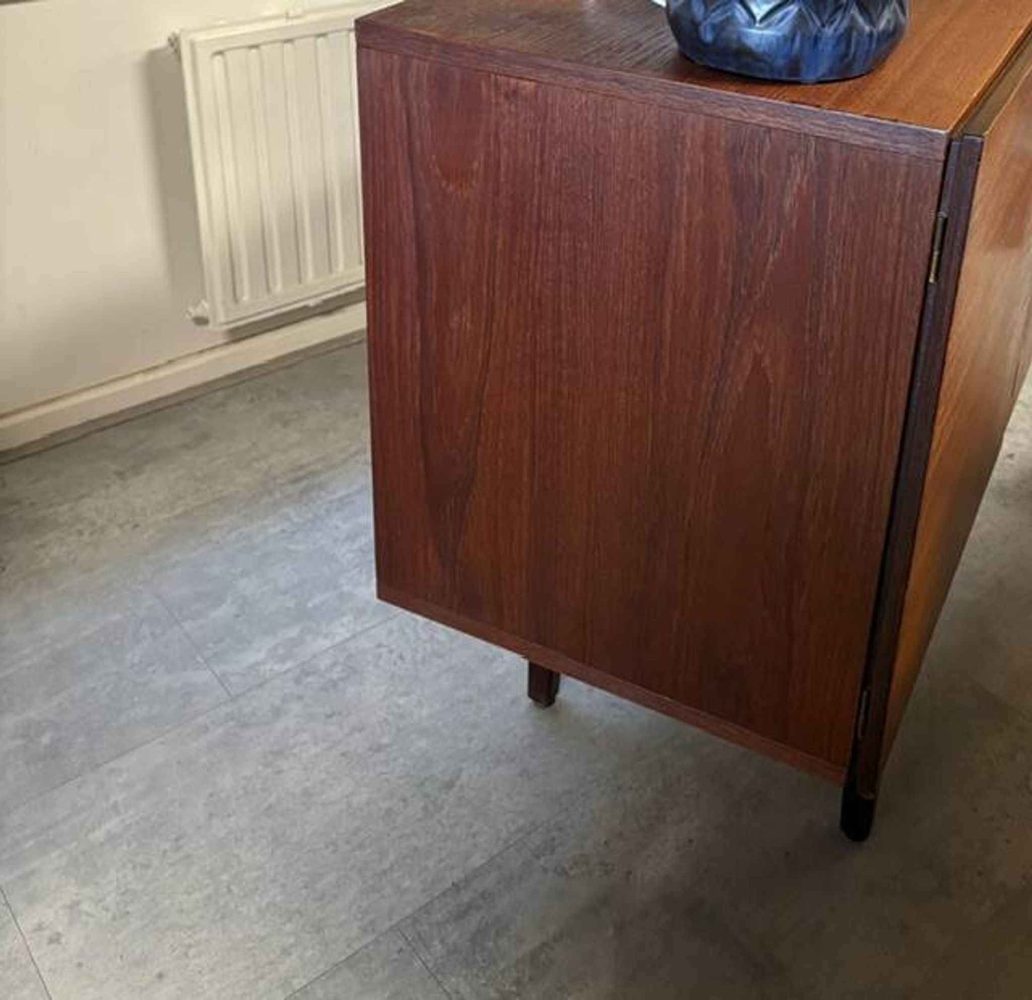 vintage Danish sideboard with black and white drawers