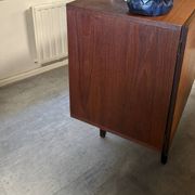 vintage Danish sideboard with black and white drawers