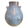 Glazed blue stoneware vase – Squat shape with handles – Handmade craftsmanship
