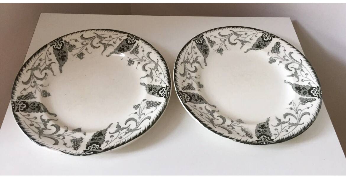 Longwy green ceramic plate, ironstone, 19th century