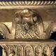 Church wall console shelf in carved gilded wood, 19th century.