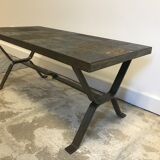 Wrought iron table slate tiles 1960
