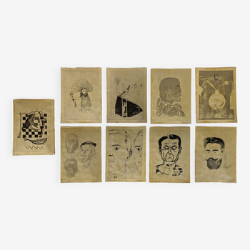 Neuf tirages d'art de Xavier Medina Campeny des années 1960 sur papier brillant sur plaques de zinc