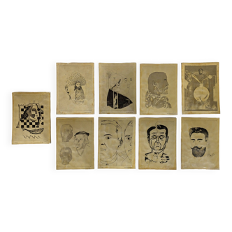 Neuf tirages d'art de Xavier Medina Campeny des années 1960 sur papier brillant sur plaques de zinc