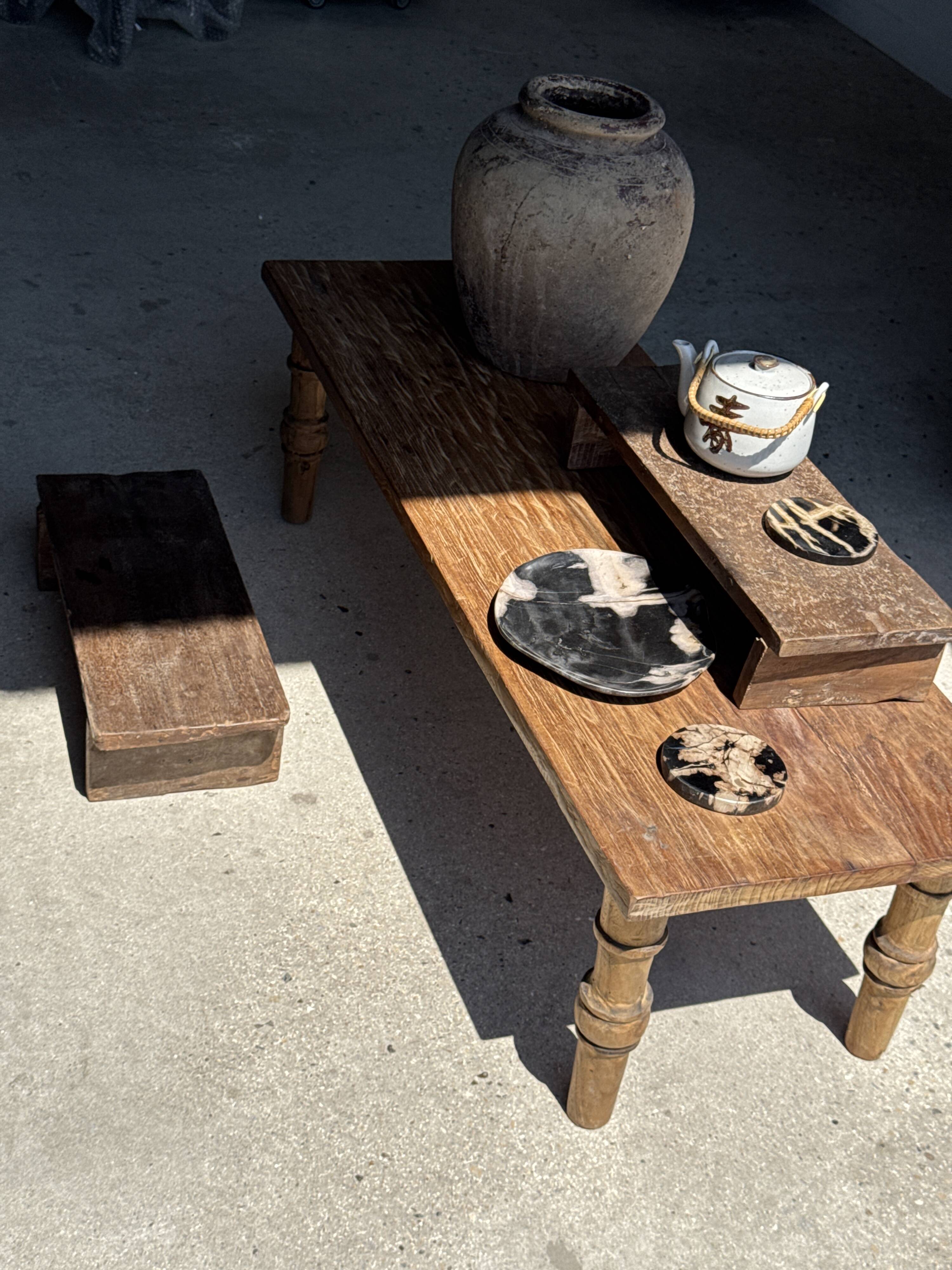 Small low bench in old teak from Indonesia H14 L50