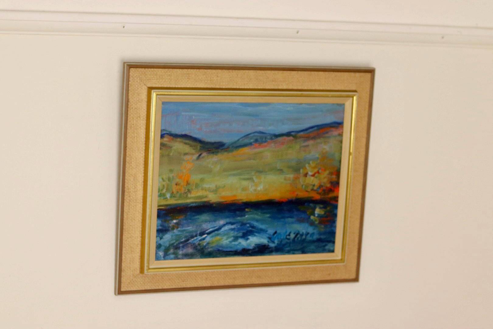 Mid-century oil painting on canvas "Landscape" - Vintage and printed