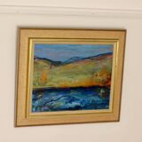 Mid-century oil painting on canvas "Landscape" - Vintage and printed