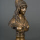 Buste en bronze sur pied douche XIXe représentant Marianne Patine brune