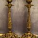 Pair of candlesticks mounted in late nineteenth century bronze lamp base Renaissance style