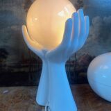 vintage ceramic and opaline hand lamp