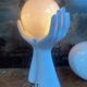 vintage ceramic and opaline hand lamp