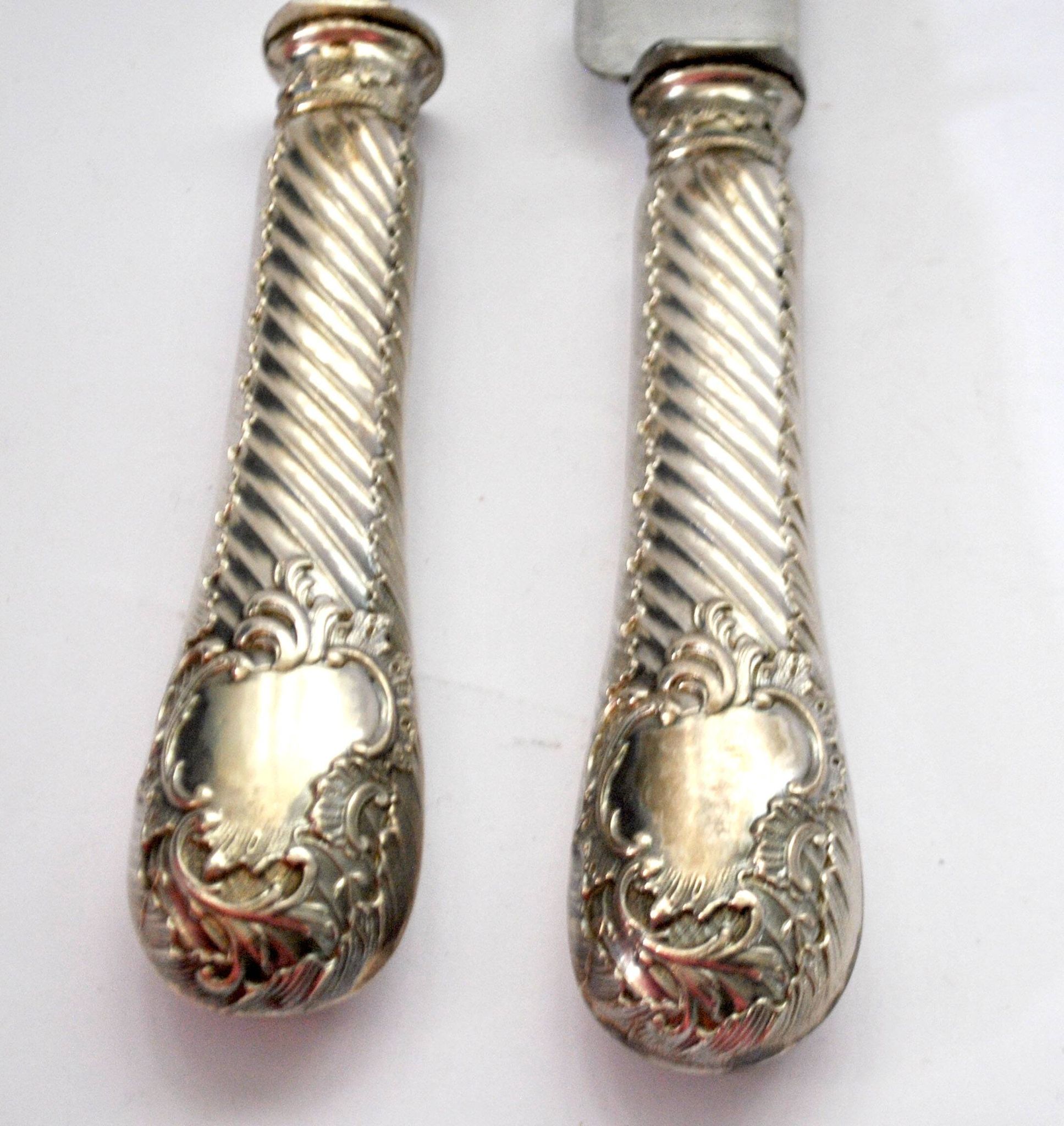 Rococo service cutlery in SILVER Minerve Armand Frenais 1900 Serving knife and fork