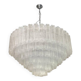 Contemporary transparent "tronchi" murano glass chandelier in venini style