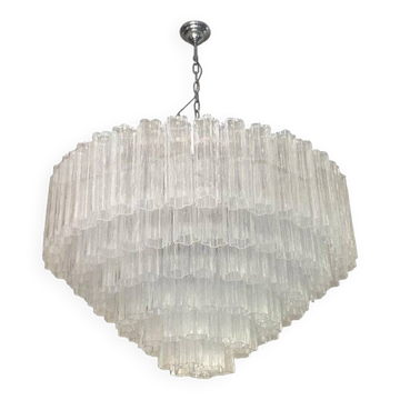 Contemporary transparent "tronchi" murano glass chandelier in venini style