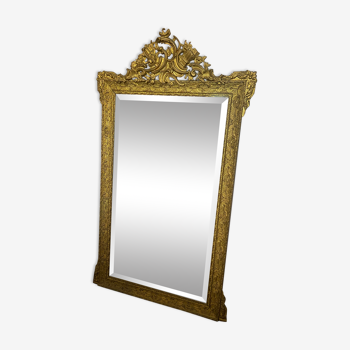 Miroir ancien en bois doré 90x158cm