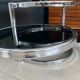 Table basse ronde en verre et chrome vintage