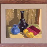 Mid-Century Modern Swedish "Lemons & Pots" Vintage Still Life Oil Painting, 1949