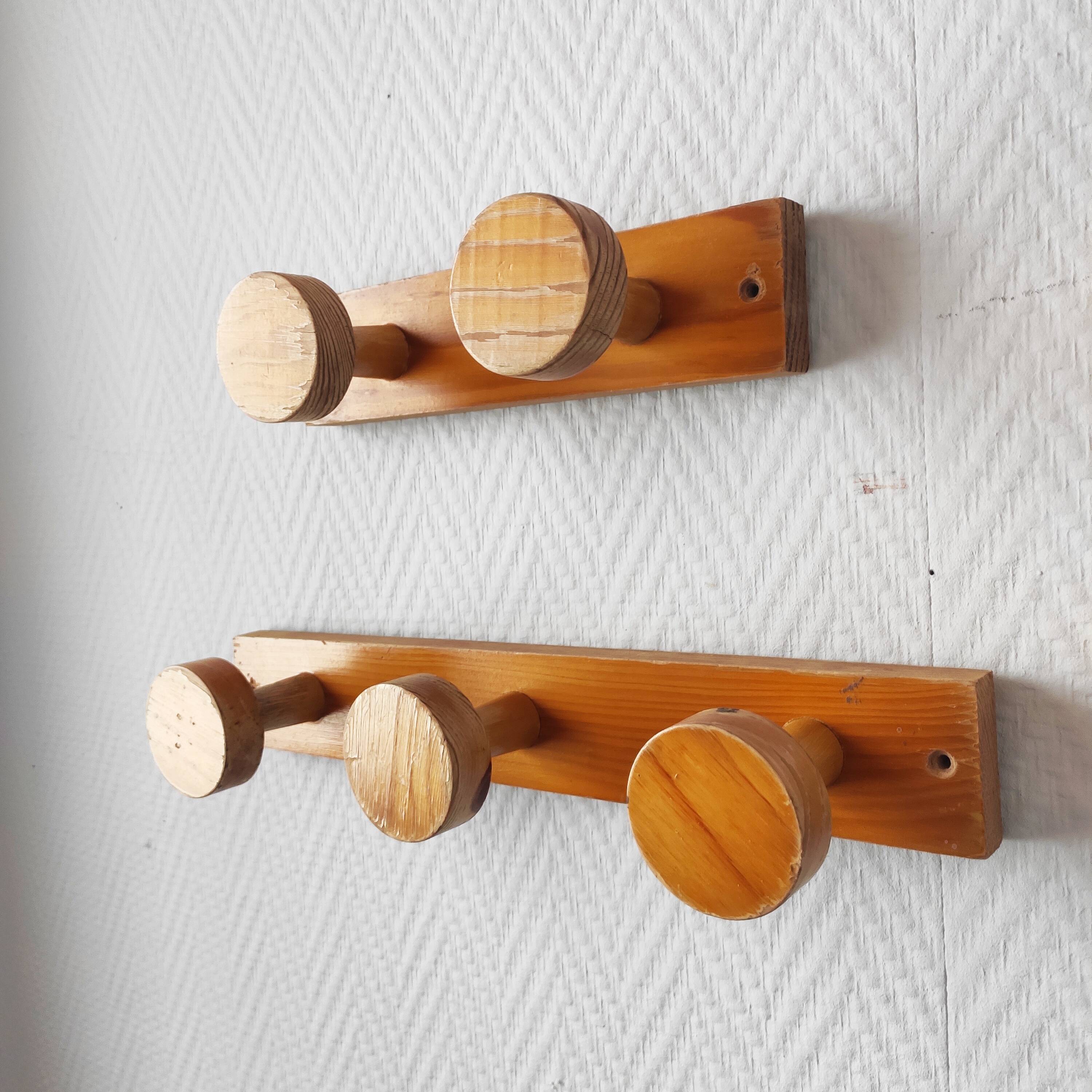 Vintage 70s pine coat hooks – Perriand Les Arcs style