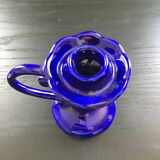 Indigo earthenware candlestick