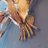Monumental Vintage Wall Lamp with Golden Leaf Decor by Hans Kögl, 1960s
