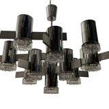 Italian Large Midcentury Chrome Chandelier 15 Lights