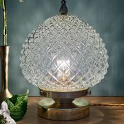 Lampe à poser globe vintage en verre moulé pointes de diamant