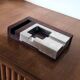 Mid-century modern mahogany ashtray, Alfred Dunhill Italy 1970s