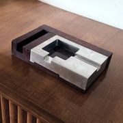 Mid-century modern mahogany ashtray, Alfred Dunhill Italy 1970s