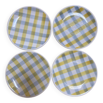 Vichy tile dessert plates