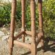 Pair of bar stools, wood and faux leather