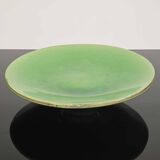 Vintage 50s-60s dish in green enamelled terracotta