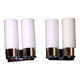 Pair of Modernist wall lights in chrome and double opaline metal, France, Mid-century.