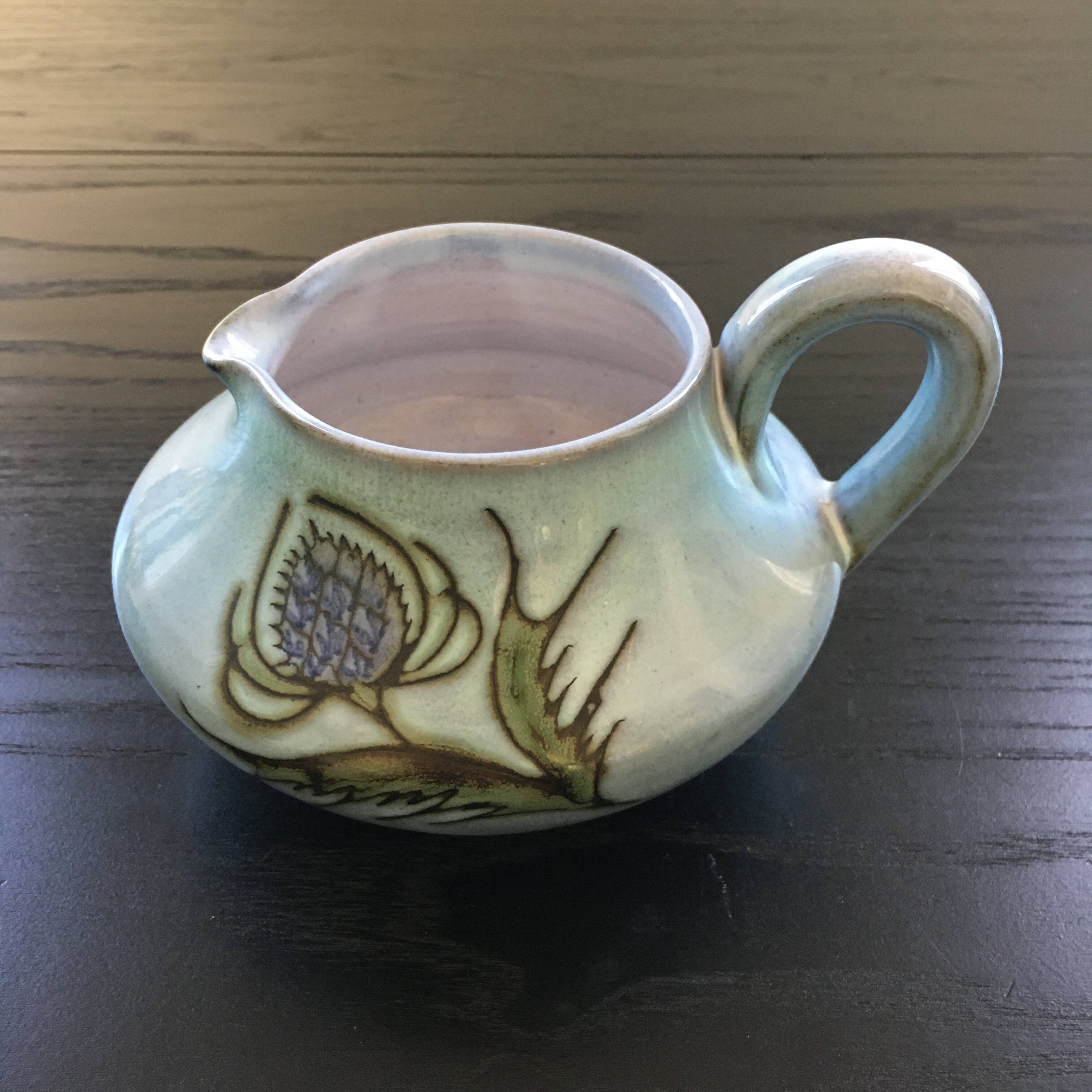 Vallauris pitcher with thistle decoration