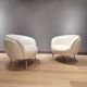 2 white leather armchairs, 1980s