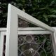 Window frame 179x88cm walnut oak wrought iron grille opening glass panel