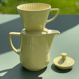 Yellow ceramic Melitta coffee maker and filter holder