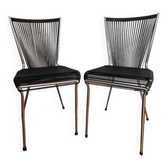 Paire de chaises scoubidou vintages