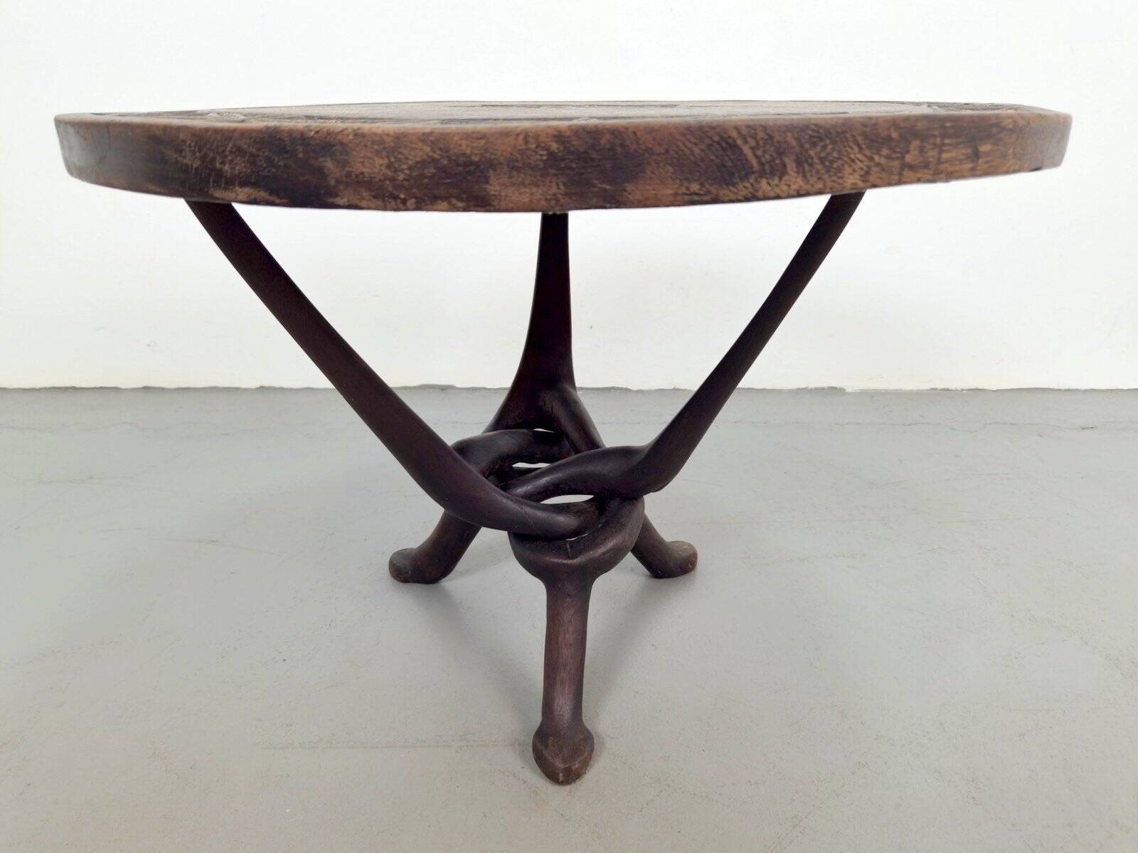 Vintage African Handmade Wooden Folding Table, 1960s