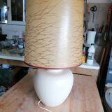 Vintage ceramic table lamp and golden lampshade.