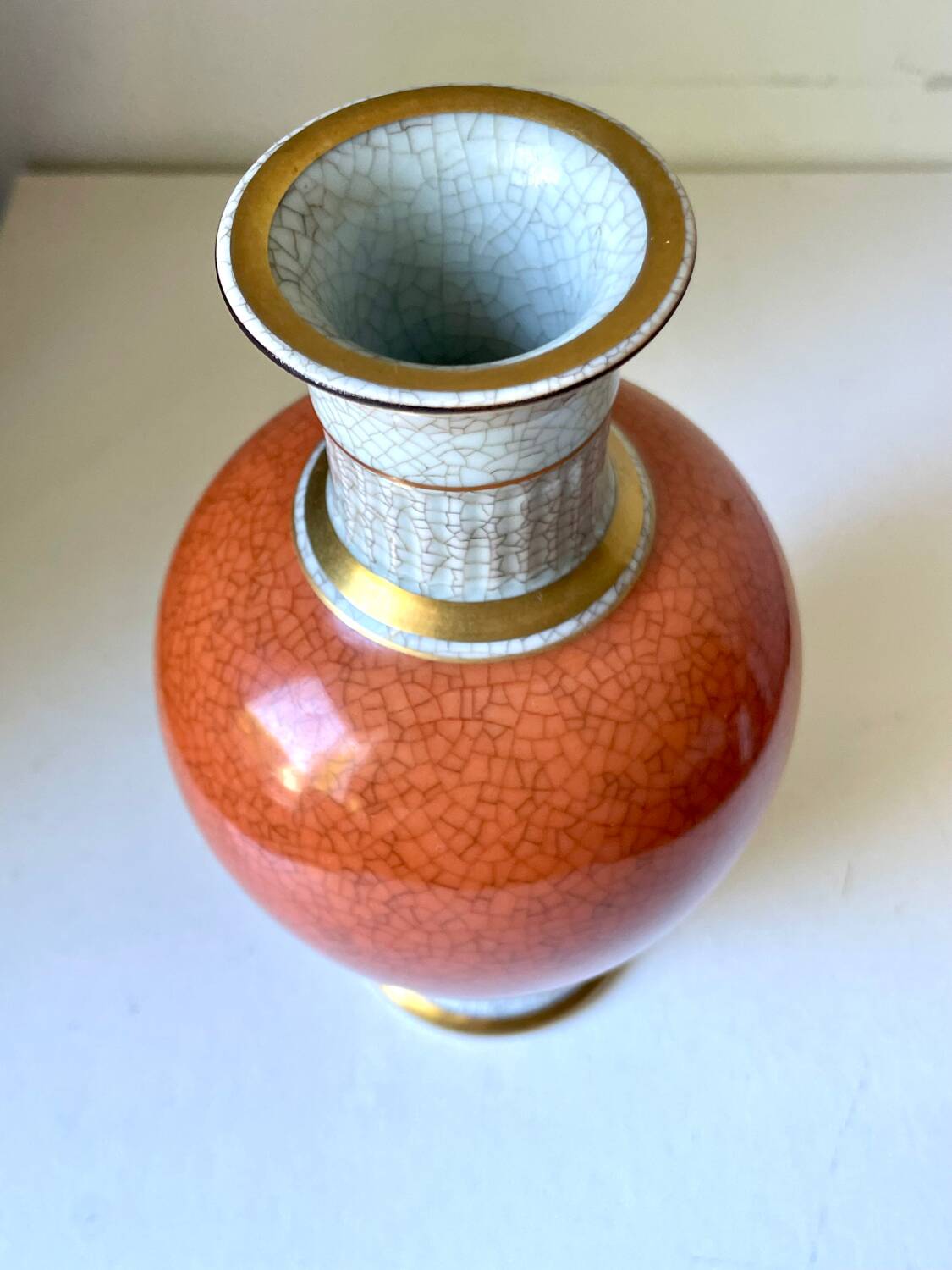 Royal Copenhagen Porcelain crackle ware  Vase Art Deco designed by Tho