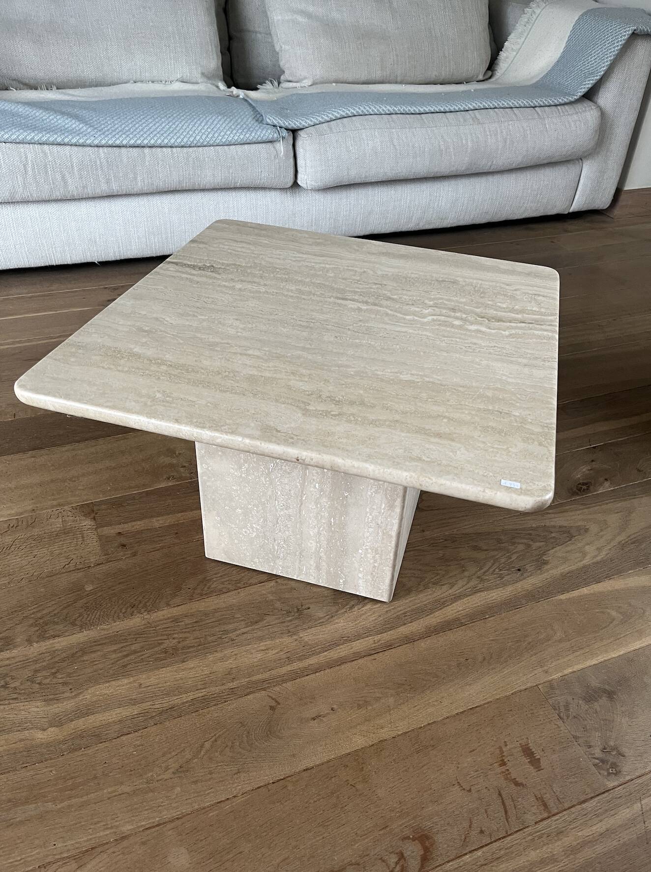 Travertine side table