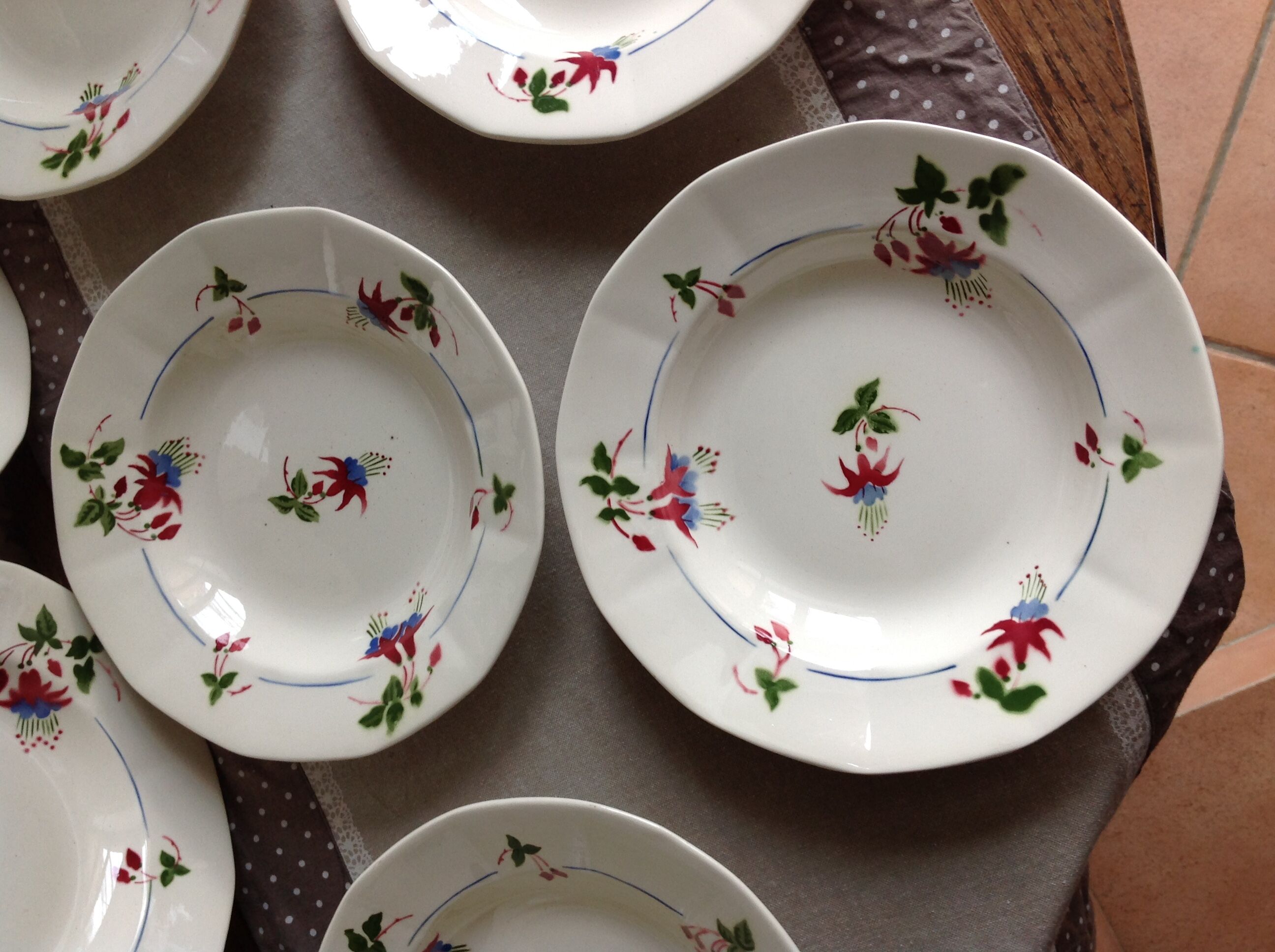 12 assiettes creuses Sarreguemines décor Bermudes / vintage années 60