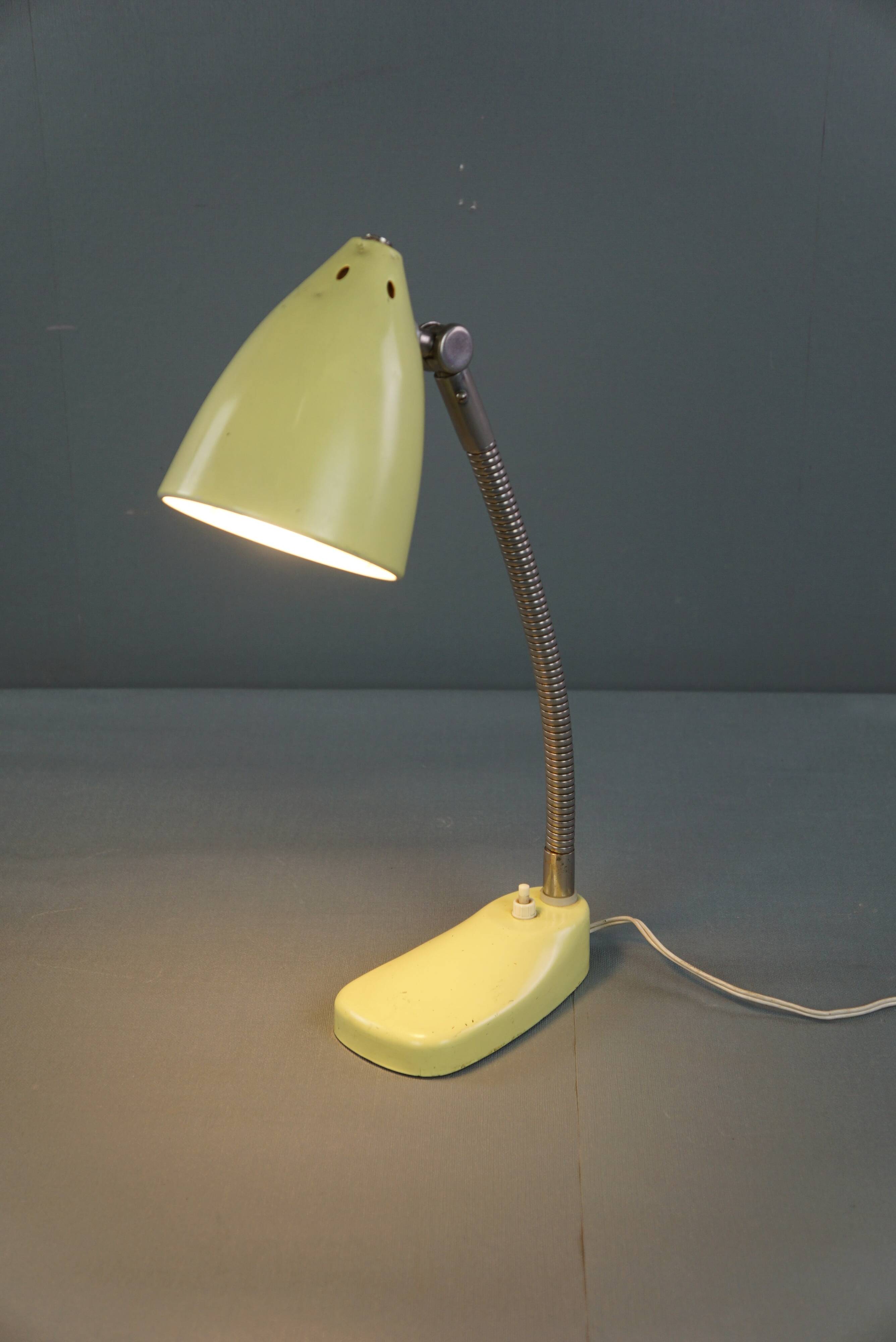 Yellow metal vintage 1960s design lamp/desk lamp