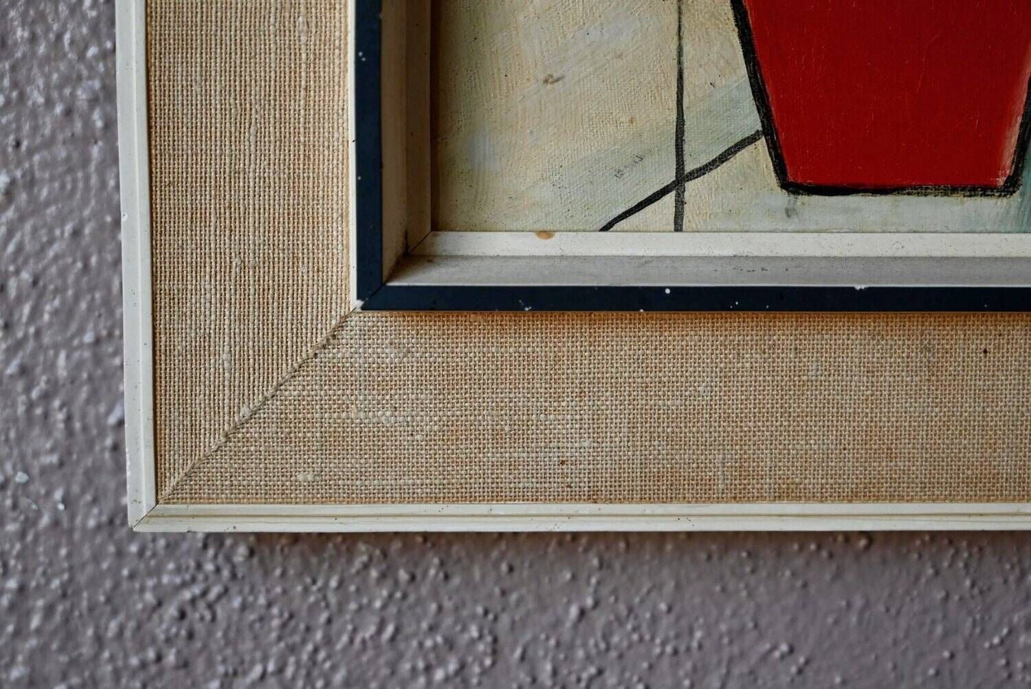 Oil painting on canvas Cubist Still Life 1950s Huberger