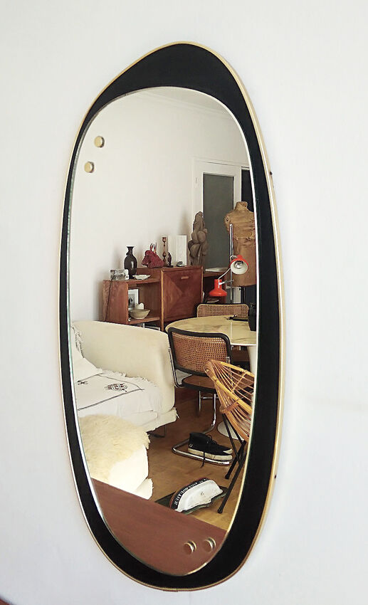 Mirror backer 1960 - black and brass 40x74cm