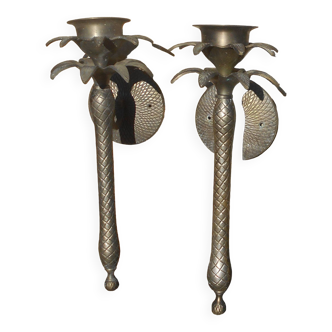 Two “pineapple” candle holders