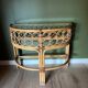 Vintage bamboo rattan half-moon console
