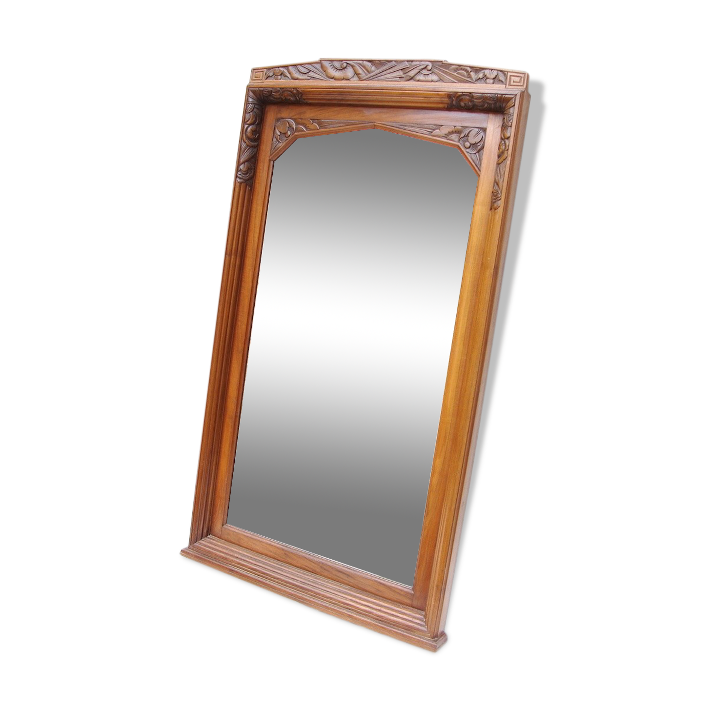 Miroir de cheminée Art Déco en bois sculpté - 82 cm x 150 cm